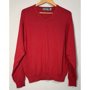 Eildon Hills Men's L Red Sweater Old Money 100% Cotton Preppy